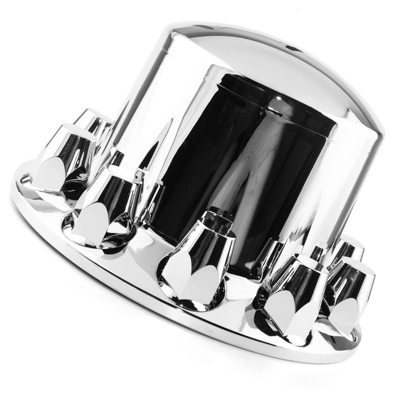 RTRHINOTUNING 1PC Axle Wheel Cover Hub Caps Kit Rear Chrome Screw-on Lug Nuts for Semi Truck TR082 - Image 2